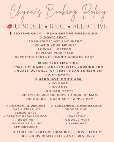 ✨ Upscale Companionship | Chyna 💋| ONLY CONTACT WHEN READY UNLESS YOU WANT TO SET UP AN APPOINTMENT! (Appointments = 25% deposit) - 30 - 1