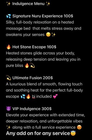 Tacoma WA Nuru Massage w/ Happy Ending — Indulgence Menu - 1
