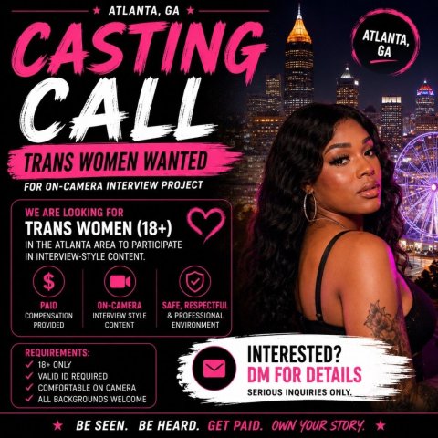 Atlanta Casting Call for Trans/Femboy Models for a Paid On-Camera Interview - 1