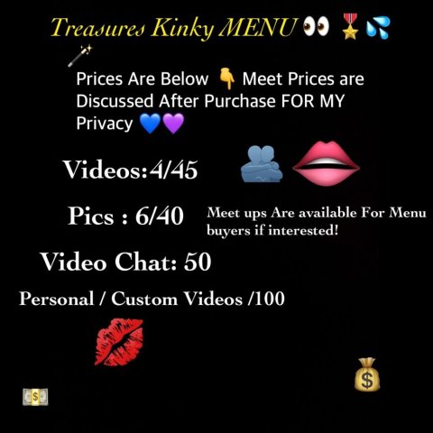 Treasure’s Summer Menu (Content & Video Chat Prices) — Lawrence, Kansas - 1